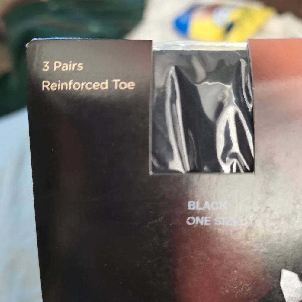 Talbots Silky Sheer Knee Highs Black Reinforced Toe Womens 3 Pairs One Size NIB